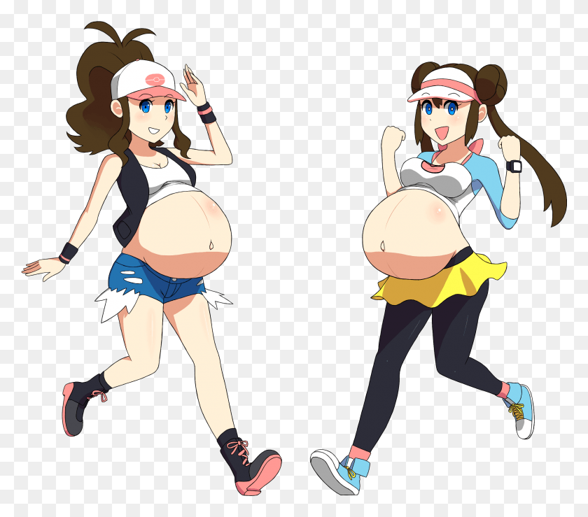 2424x2112 Pokemon Trainers Hilda And Rosa Would Like To Battle Pokemon Hilda And Rosa, Person, Human, Clothing HD PNG Download