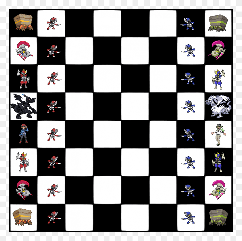 800x797 Pokemon Zekrom And Reshiram Chess, Game, Pattern HD PNG Download