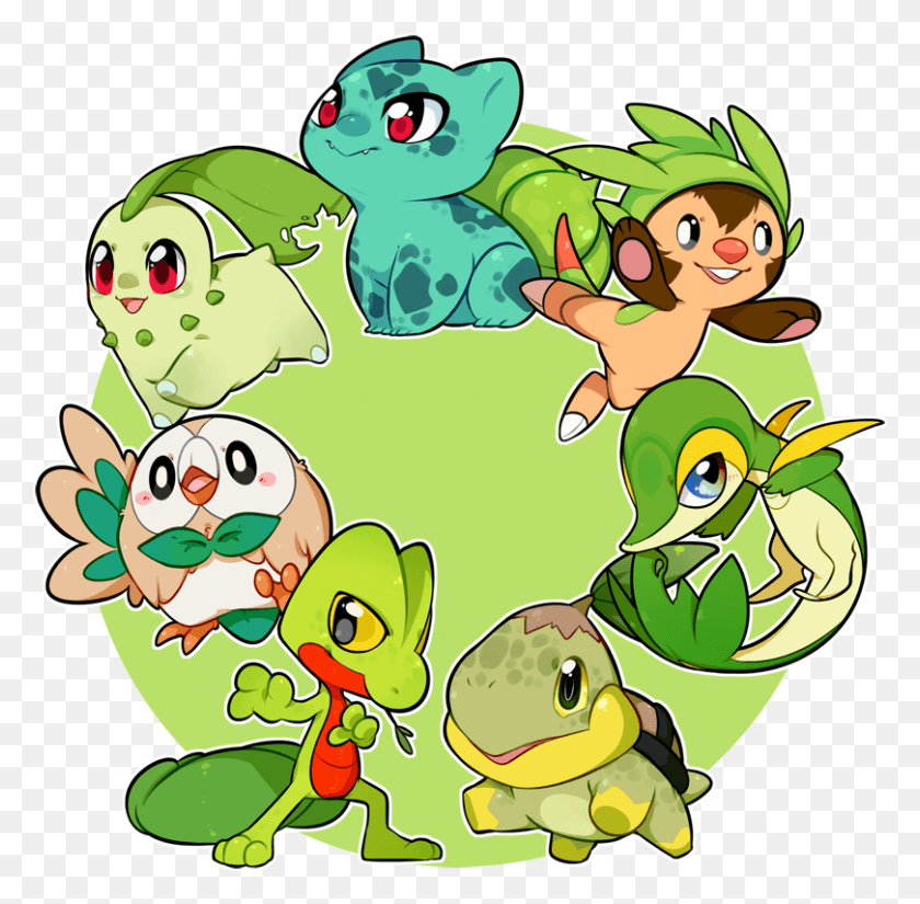 810x795 Poktrends All Grass Type Pokemon Starters, Graphics, Text HD PNG Download
