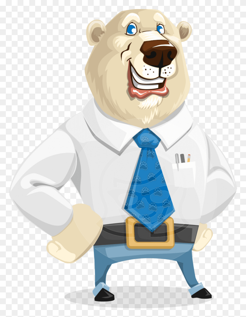 808x1061 Polar Bear Cartoon Character Business Polar Bear, Tie, Accessories, Accessory HD PNG Download