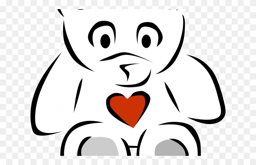640x480 Белый Медведь Клипарт Плюшевый Мишка Прозрачный Черно-Белый Мишка, Трафарет Hd Png Скачать