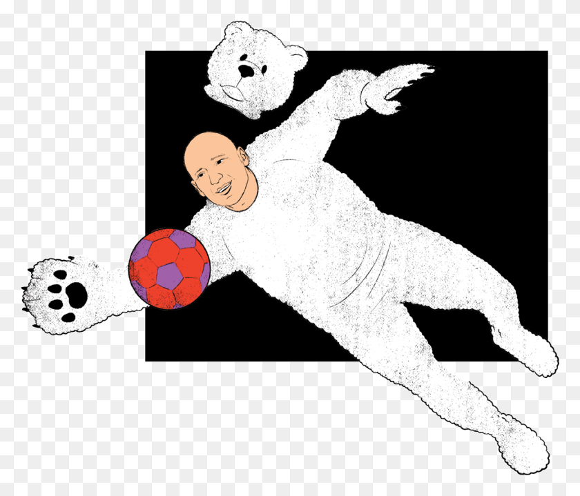 1200x1014 Иллюстрация Белого Медведя, Человек, Человек, Футбольный Мяч Hd Png Скачать