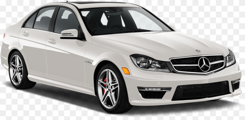 1268x623 Polar White Mercedes Benz C Class 2014 Car Clipart C63 Amg W204 Coupe, Vehicle, Sedan, Transportation, Wheel Sticker PNG