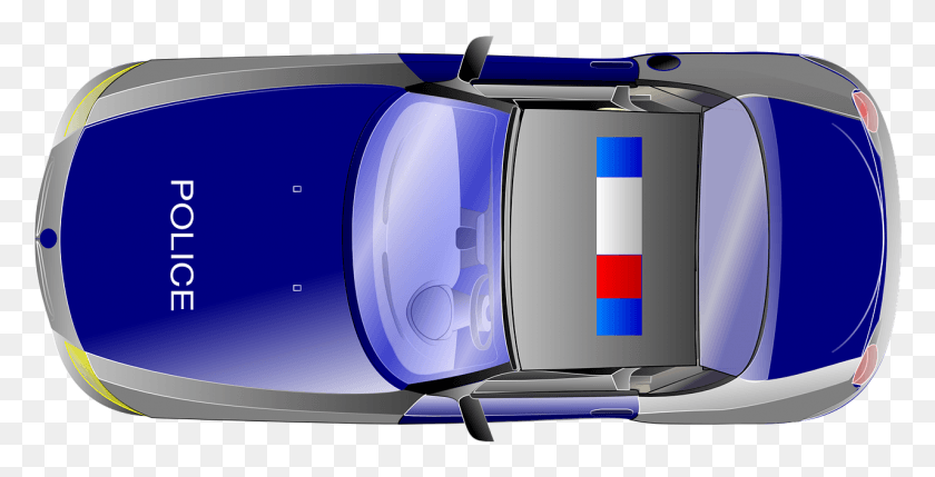 1281x607 Police Car Top Blue Image Cartoon Car Top View, Monitor, Screen, Electronics HD PNG Download
