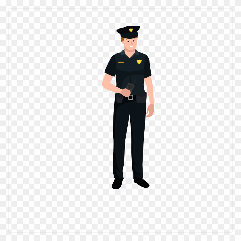 3547x3547 Офицер Полиции Плоский Прозрачный Бесплатный Охранник Мультфильм, Человек, Человек, Офицер Hd Png Скачать