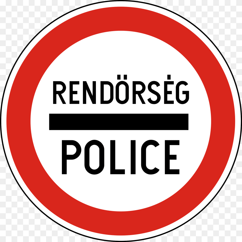 1920x1920 Police Sign In Hungary Clipart, Symbol, Road Sign Sticker PNG