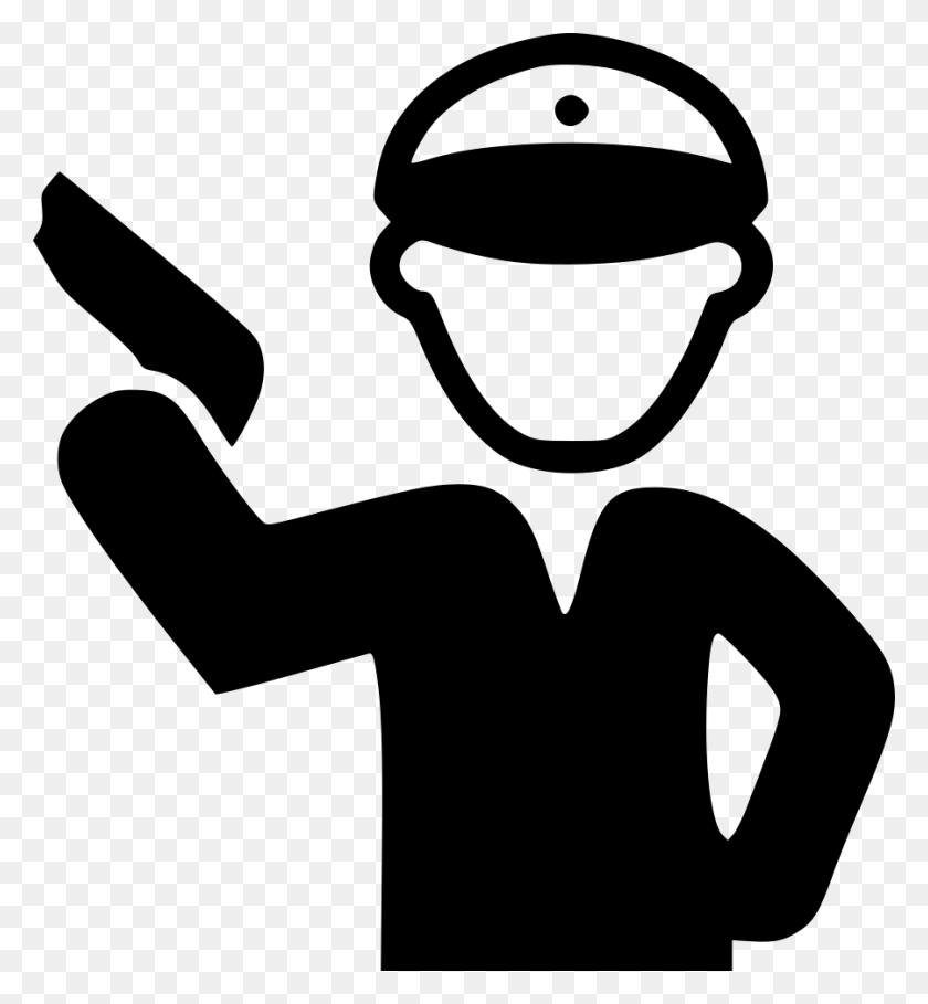 900x980 Policeman Holding Gun Comments Vector Graphics, Stencil, Hammer HD PNG Download