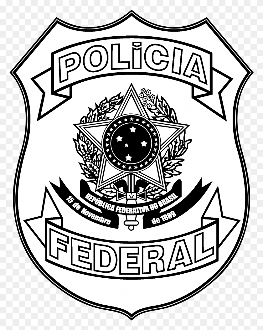 1719x2191 Policia Federal Logo Black And White Policia Federal, Symbol, Trademark, Badge HD PNG Download
