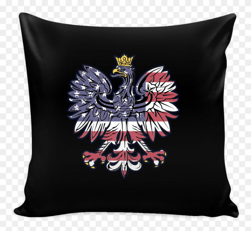 902x826 Polish Eagle American Flag Pillow Cover Poland, Cushion, Clothing, Apparel HD PNG Download