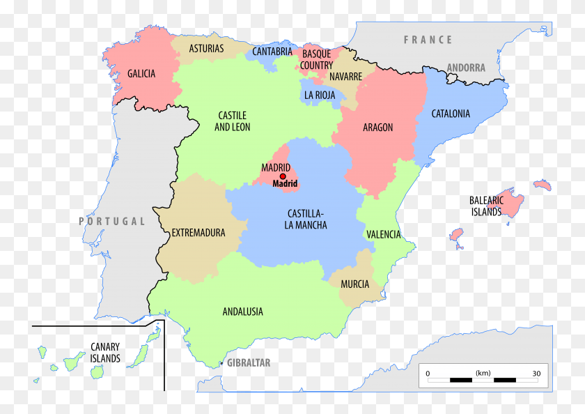750x534 Политическая Карта Испании Пустая Карта Иберии, Диаграмма, Участок, Атлас Hd Png Скачать