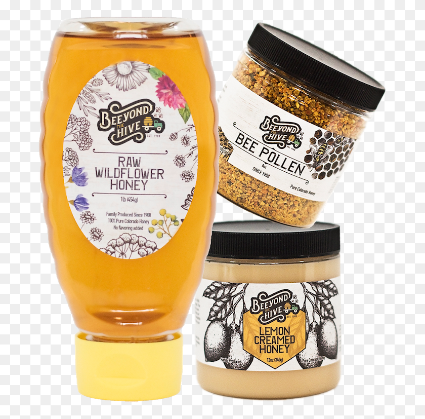 693x767 Pollen 1lb Honey Amp Creamed Honey Gift Box Glass Bottle, Label, Text, Beer HD PNG Download