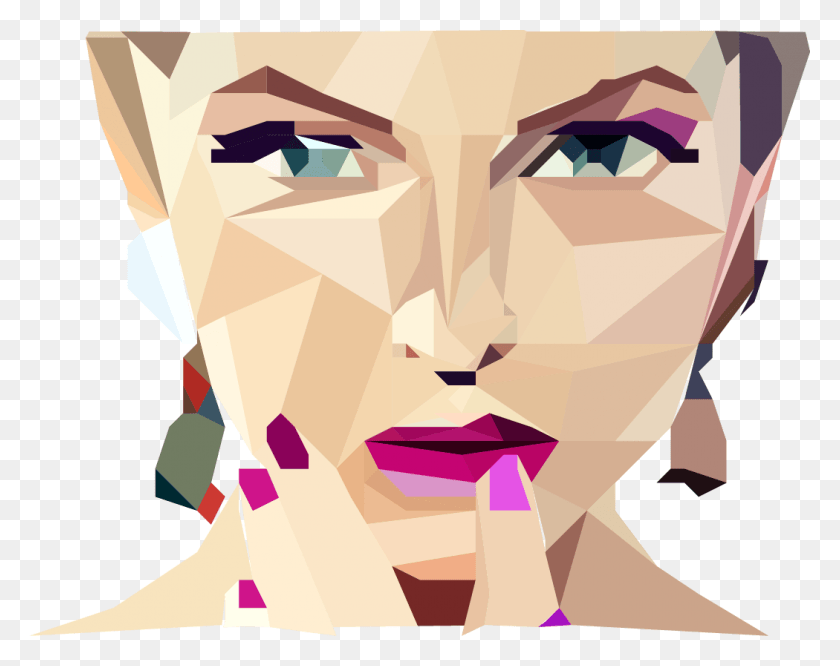 1050x817 Polygon Girl, Graphics, Modern Art HD PNG Download