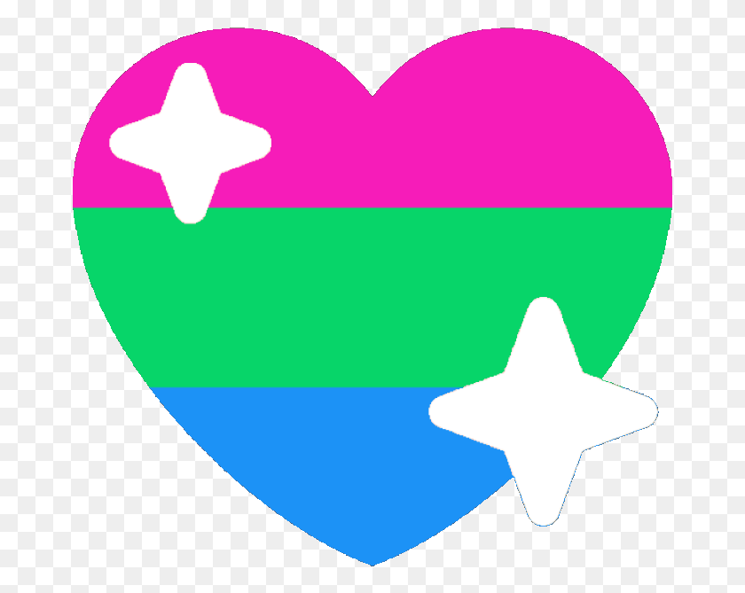 677x609 Polysexual Sparkle Heart Discord Emoji Pride Flag Emoji Discord Heart, Star Symbol, Symbol HD PNG Download