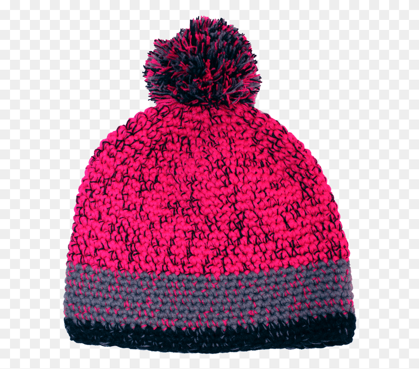 591x681 Pom Pom Knit Hat In Pink Knit Cap, Clothing, Apparel, Beanie Descargar Hd Png
