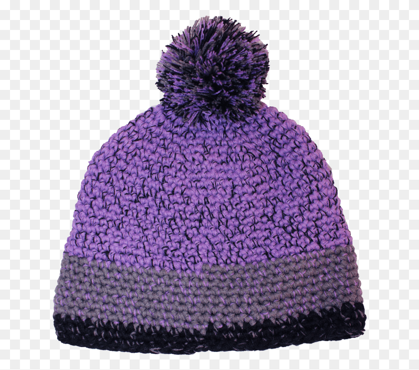 632x681 Pom Pom Knit Hat In Purple, Clothing, Apparel, Beanie HD PNG Download