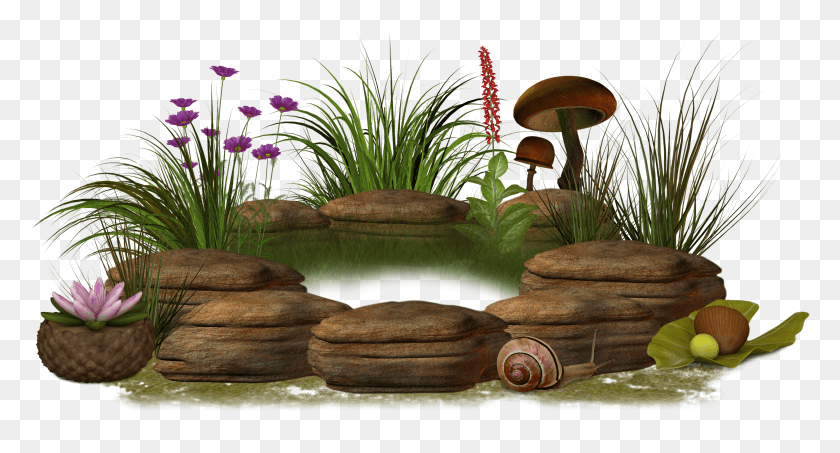 3192x1609 Pond Alice In Wonderland Mushroom HD PNG Download