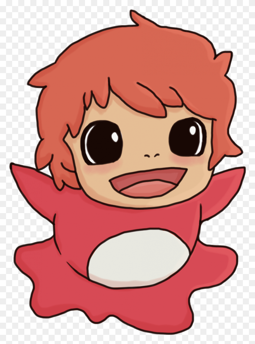 918x1260 Ponyo Cute Sticker Anime Cartoon, Label, Text, Plant HD PNG Download