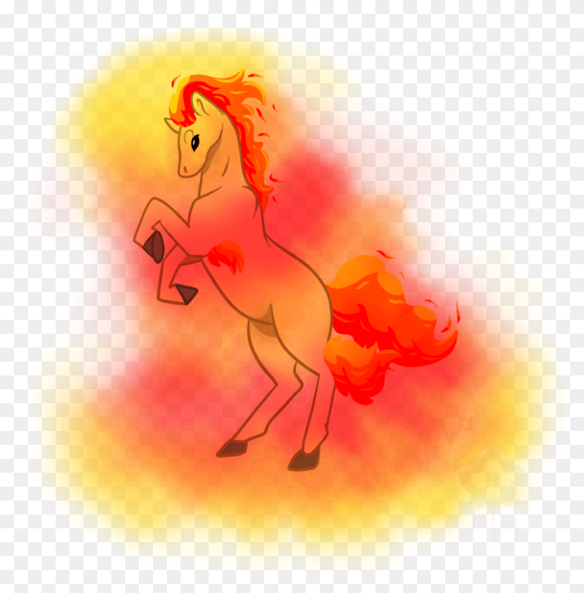 802x816 Ponyta Used Flame Charge By Silverthecreator Stallion, Plant, Modern Art HD PNG Download