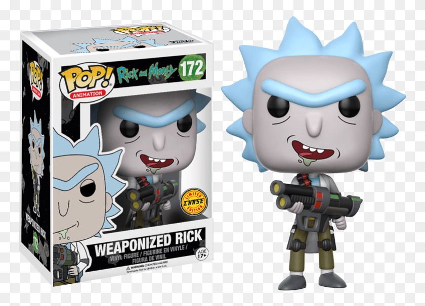 768x546 Pop Figure Rick And Morty Rick Weaponized Chase Funko Pop Weaponized Rick Chase, Robot, Text, Toy HD PNG Download
