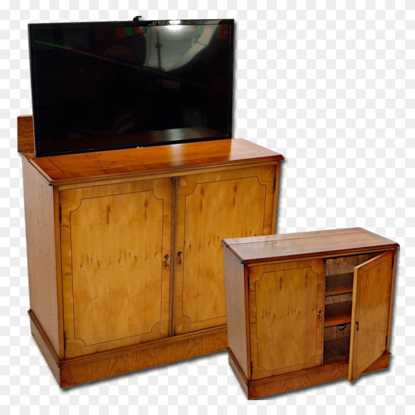 800x800 Pop Up Tv Stand Stylish Disappearing Tv With Lift Mounted Cabinetry, Furniture, Monitor, Screen HD PNG Download