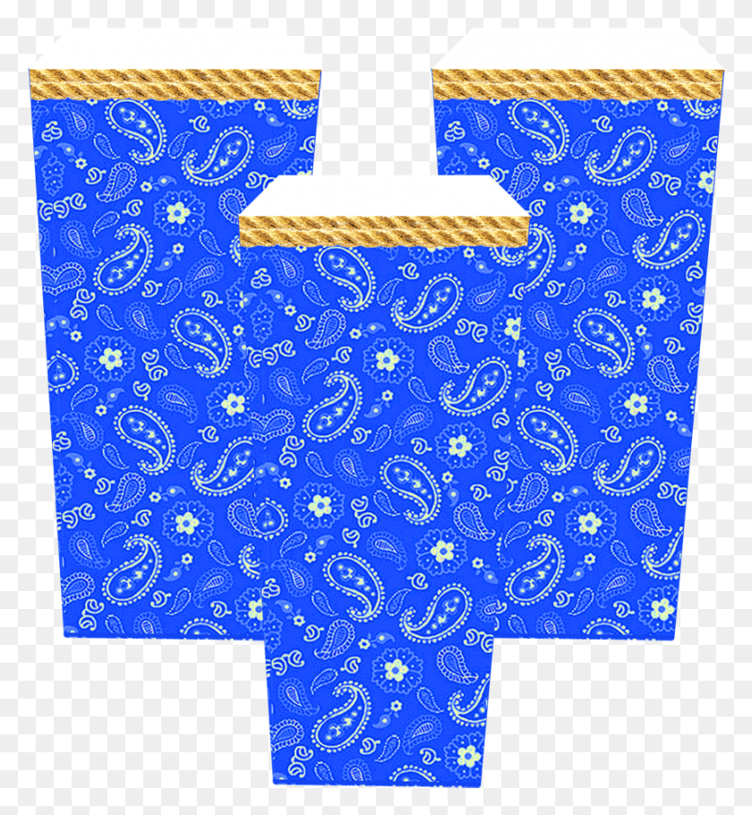 863x941 Popcorn Box Blue Bandana Art, Rug, Clothing, Apparel Descargar Hd Png