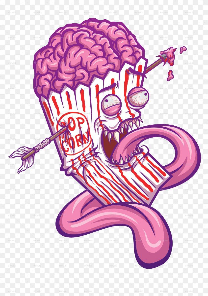 Popcorn Monster Vector Monster Vector, Art, Graphics, Purple, Smoke Pipe Sticker PNG