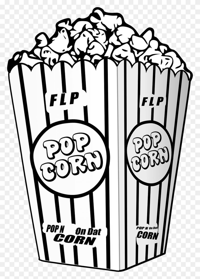 898x1280 Popcorn Movie Entertain Film Image Popcorn Clipart Black And White, Sweets, Food, Confectionery HD PNG Download