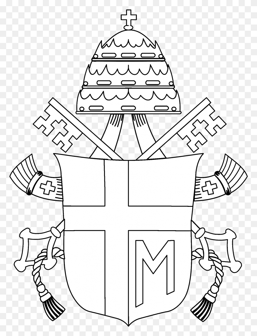 1655x2197 Папа Логотип Черно-Белый Папа, Трафарет, Символ, Крест Hd Png Скачать