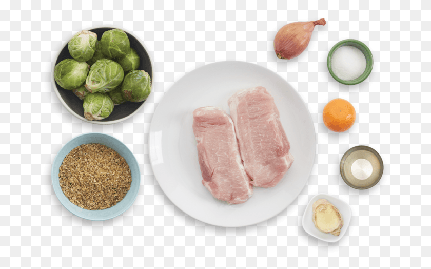 677x464 Pork Chops Amp Freekeh Salad With Brussels Sprouts Amp Brussels Sprout, Plant, Vegetable, Food HD PNG Download