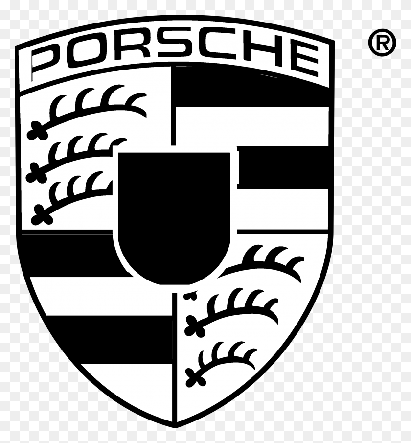 2400x2601 Логотип Porsche Черно-Белый Логотип Porsche, Текст, Броня, Чашка Hd Png Скачать