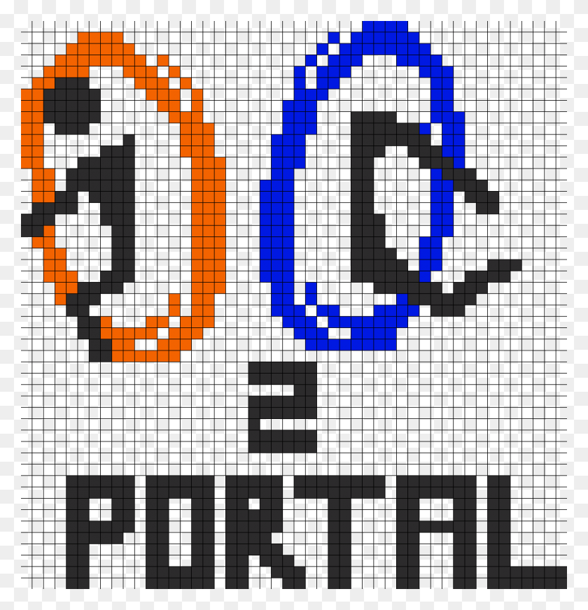 1007x1049 Descargar Png Portal 2 Perler Bead Pattern Bead Sprite Pixel Art Games Minecraft, Número, Símbolo, Texto Hd Png
