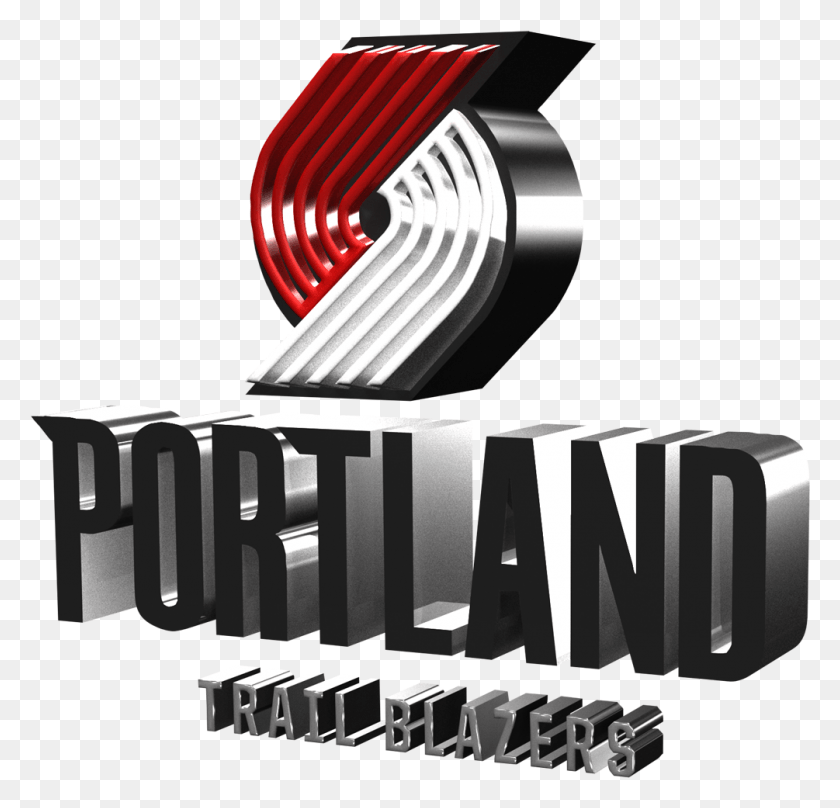 1005x964 Portland Trail Blazers 2017 2018 3d Logo Graphic Design, Text, Light, Symbol HD PNG Download