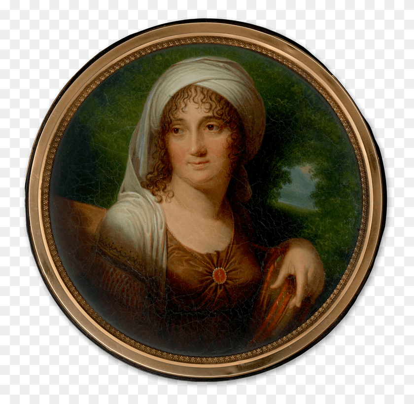 756x759 Portrait Miniature Of A Lady Seated In A Landscape Circle, Person HD PNG Download