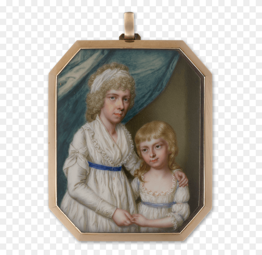 548x757 Portrait Miniature Of A Mother And Her Daughter Similarly Picture Frame, Person, Human HD PNG Download