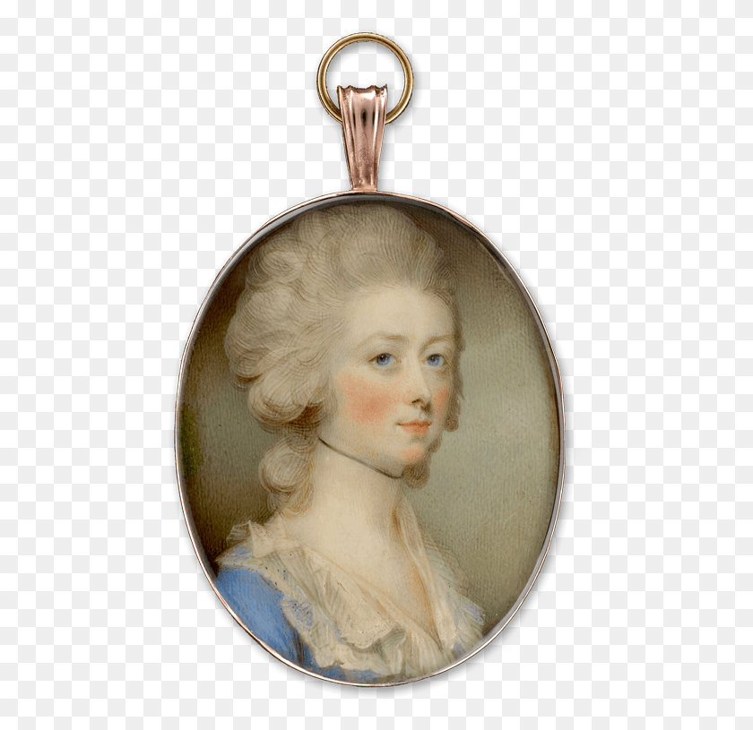 467x755 Portrait Miniature Of Lady Wearing A Blue Dress With Locket, Person, Human HD PNG Download