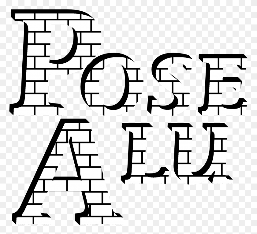 2331x2109 Pose Alu Logo Black And White, Text, Game, Alphabet HD PNG Download