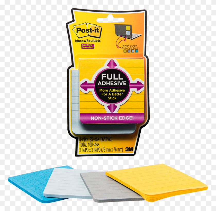 831x810 Descargar Png Post It Super Sticky Full Adhesive Notes 3 X 3 Forrado Full Adhesive Post It, Etiqueta, Texto, Mano Hd Png
