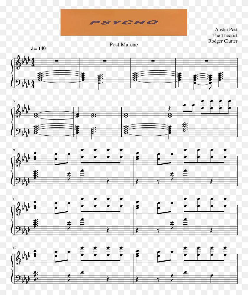 770x938 Post Malone And Ty Dolla Ign Psycho Post Malone Piano Sheet Music, Text, Outdoors, Symbol HD PNG Download