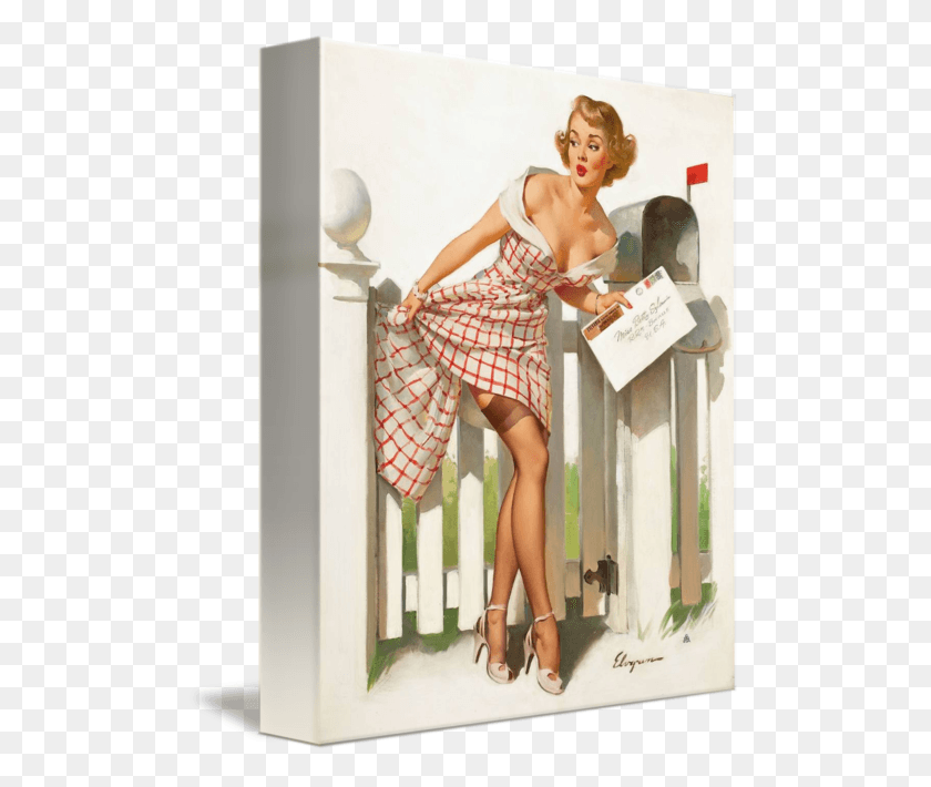 499x650 Postage Box Pinup Girl Big By Tilen Hrovati Pin Up Girl Mail, Clothing, Apparel, Person HD PNG Download