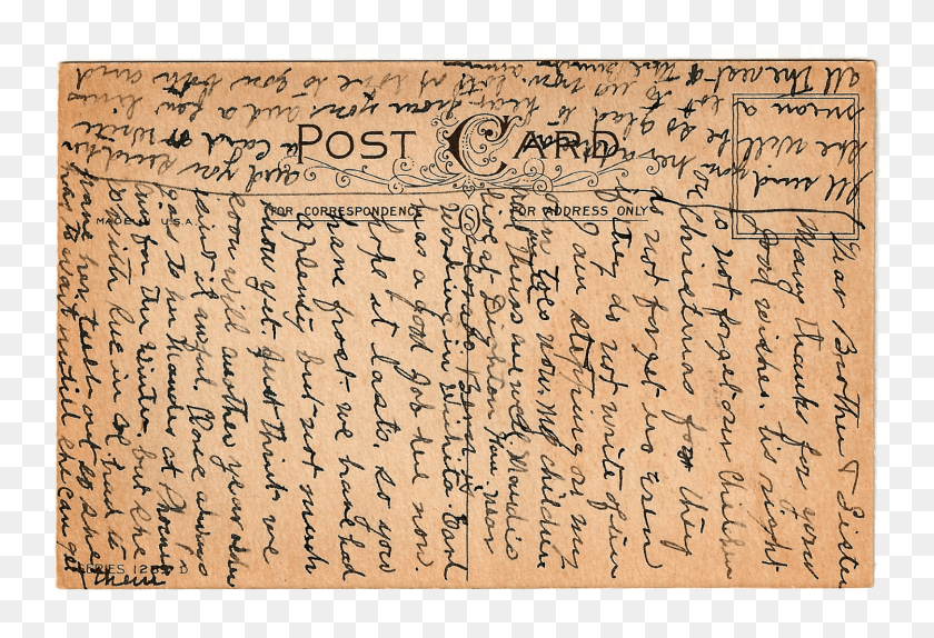 1499x988 Postcard Back Image Vintage, Text, Handwriting, Calligraphy HD PNG Download