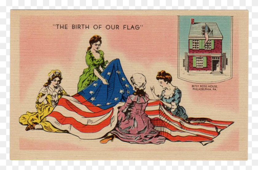 968x614 Descargar Png Tarjeta Postal El Nacimiento De Nuestra Bandera Betsy Ilustración, Cartel, Anuncio, Persona Hd Png