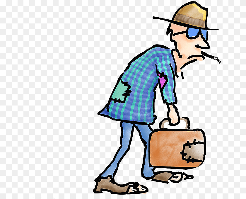 Poverty Begging Cartoon Clip Art, Person, Bag, Clothing, Hat Clipart PNG
