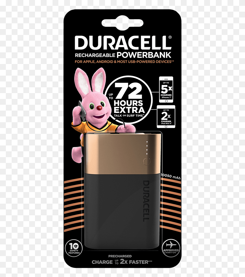 407x892 Power Bank Up To 72 Hours Extra Talk Or Surf Time Duracell Powerbank 6700 Mah, Label, Text, Mobile Phone HD PNG Download