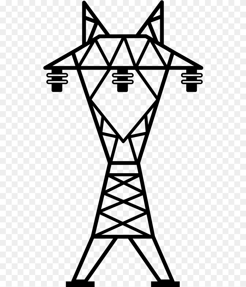 Power Line With Three Insulators Comments Transmission Lines Clip Art, Cable, Electric Transmission Tower, Power Lines, Cross Clipart PNG