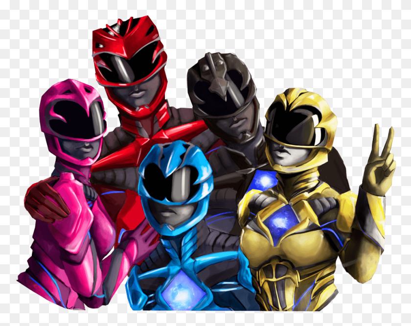958x745 Power Rangers Group Sticker Power Rangers 2017 Stickers, Helmet, Clothing, Apparel HD PNG Download