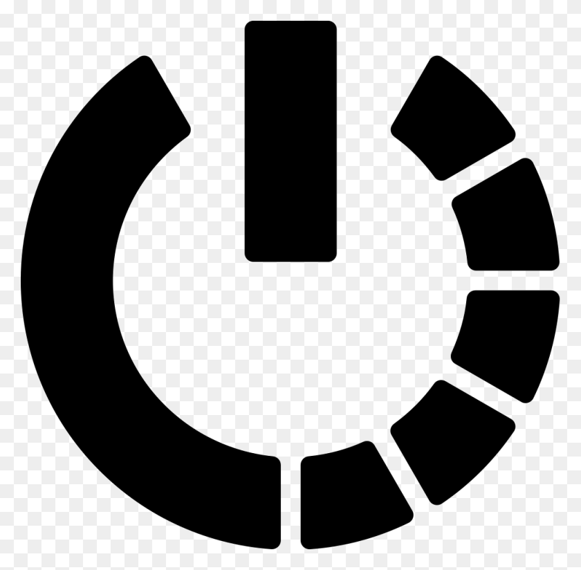 981x962 Power Symbol Variant With Half Circle Of Broken Line Power Symbol, Stencil, Logo, Trademark HD PNG Download