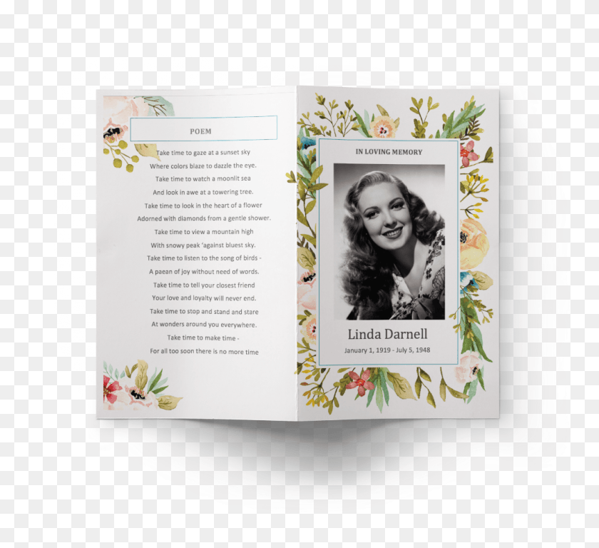 1025x931 Prairie Flowers Funeral Program Template, Person, Human, Text HD PNG Download