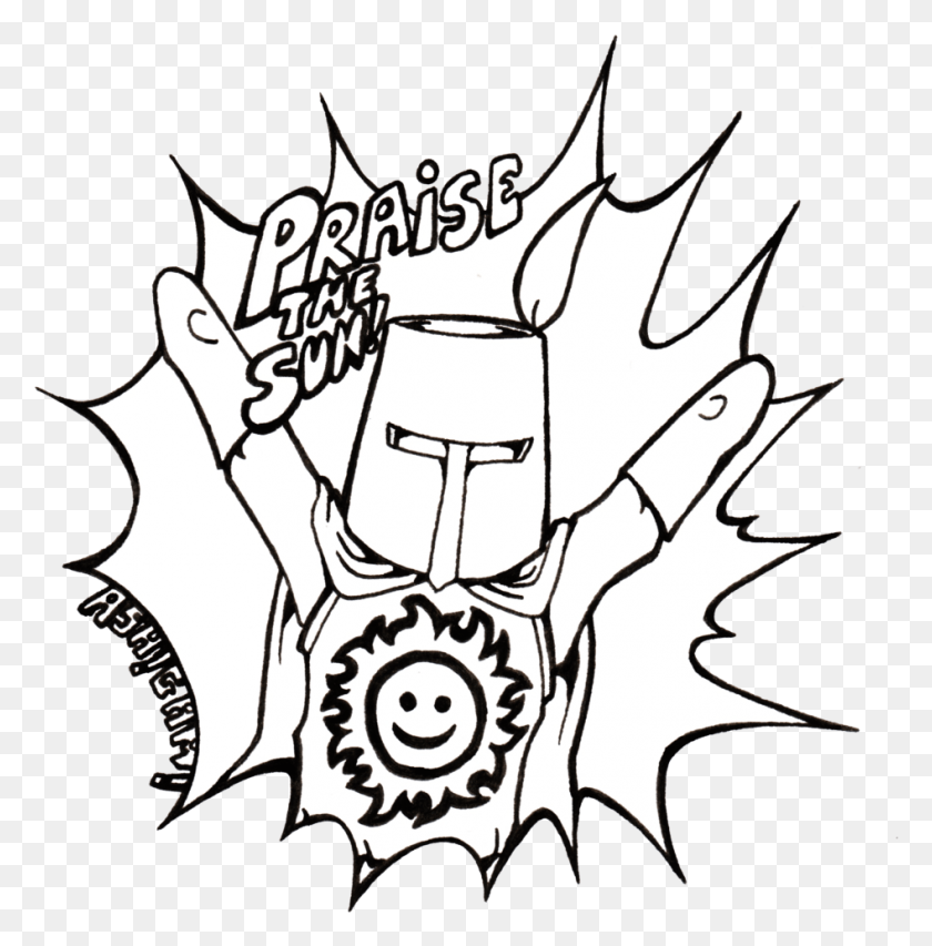 946x962 Praise The Sun Lineart By Ashigami Praise The Sun Line Art, Symbol, Stencil, Armor HD PNG Download