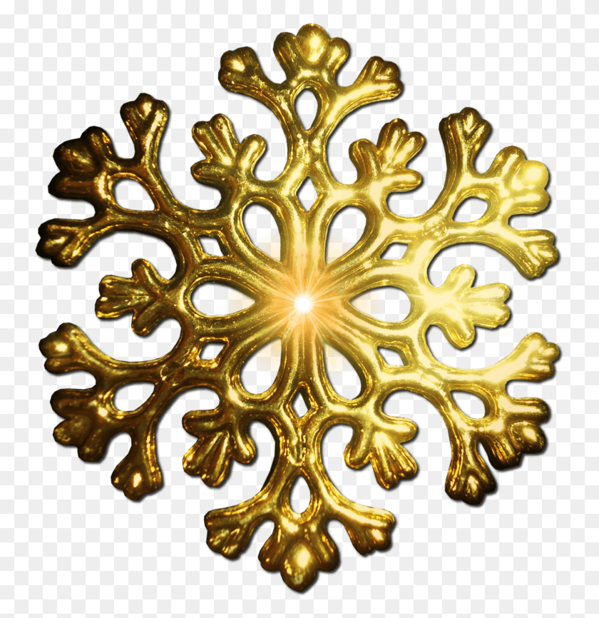 744x806 Pre Cut Gold Snowflake By Jssanda Transparent Gold Snow, Cross, Symbol, Pattern HD PNG Download