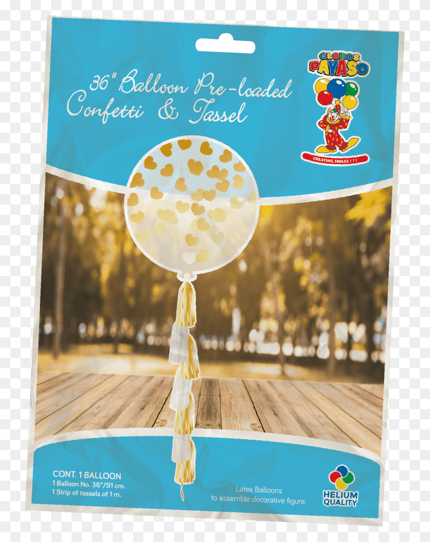 742x1000 Pre Loaded Gold Heart Confetti And Tassel Balloons Globos Payaso, Flyer, Poster, Paper HD PNG Download
